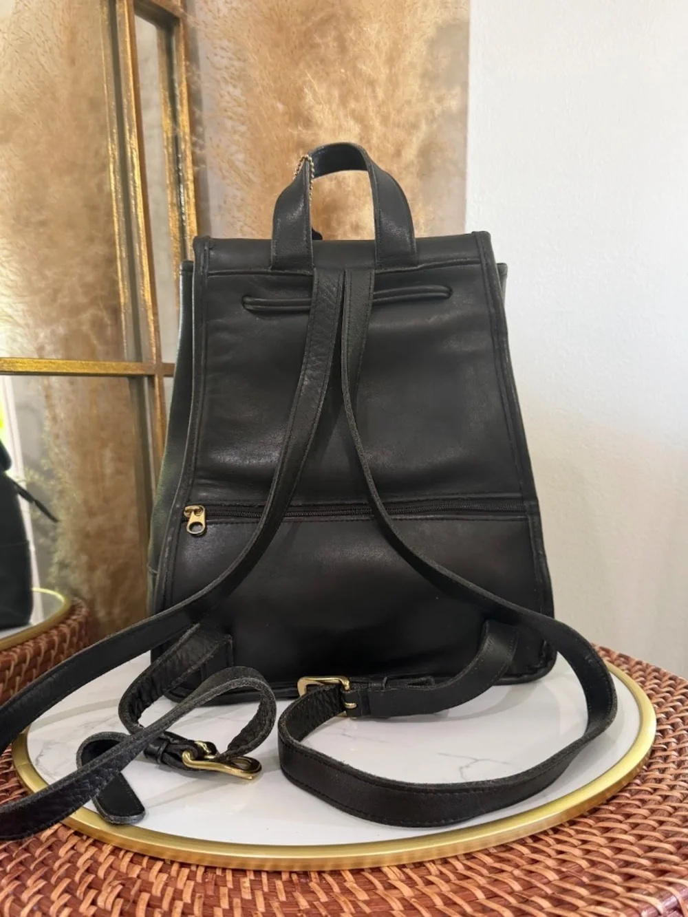 Vintage Coach 9791 Black LeatherLarge Daypack Backpack Bag Made In The USA